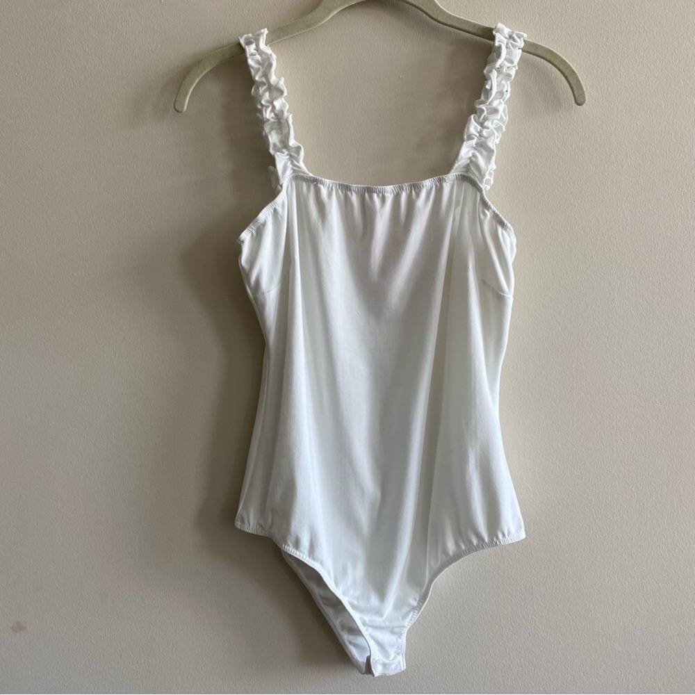 Pink lily ruffle tank top body suit